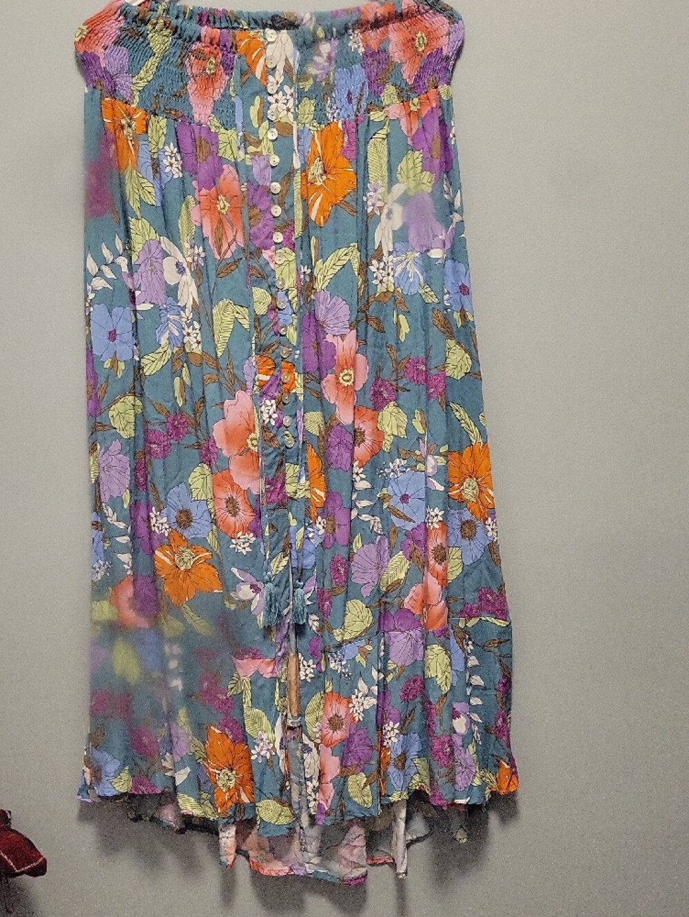 RACHEL Rachel Roy Teal Floral High-Low Skirt - Picture 5 of 5